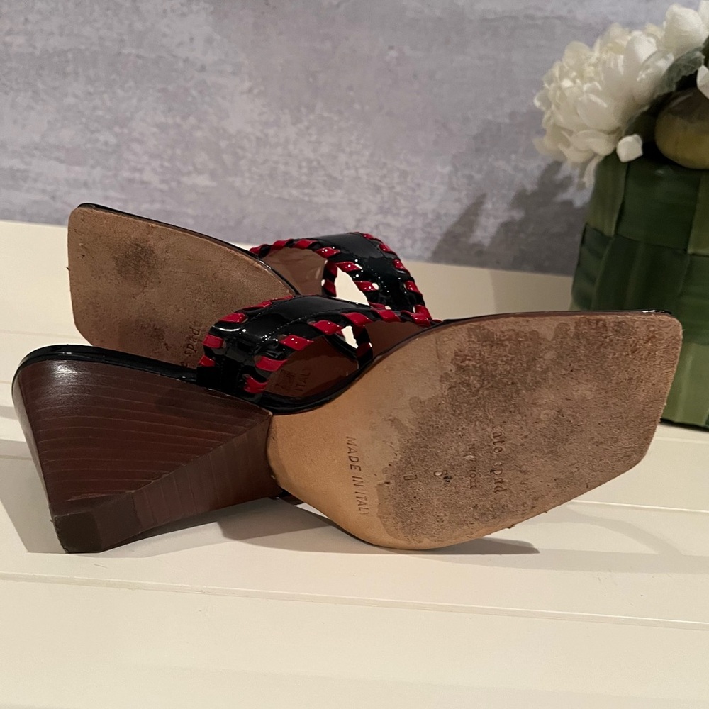 Kate Spade RARE Black and Red Whipstitch Architectural Sandals Sz 6 - Picture 15 of 15